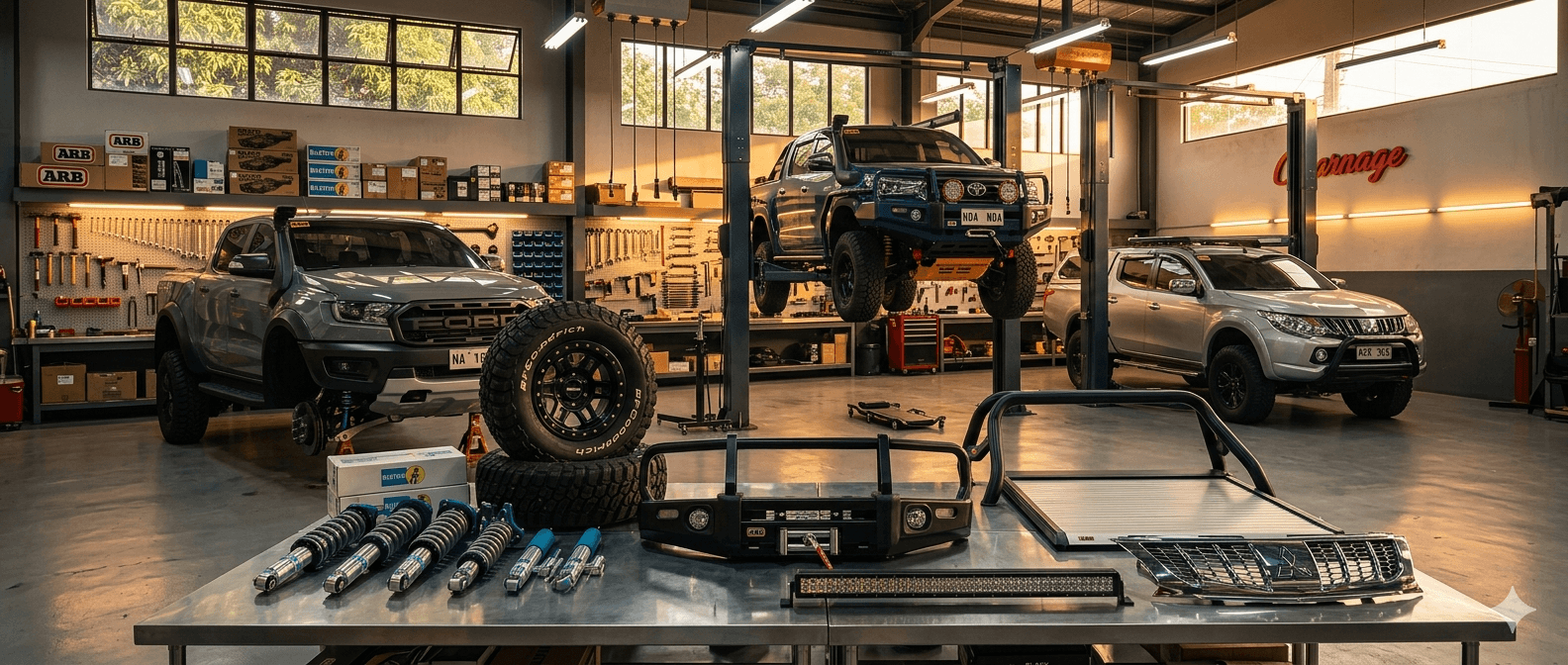 Carnage Off-road Autoshop interior — 9 product categories in one garage